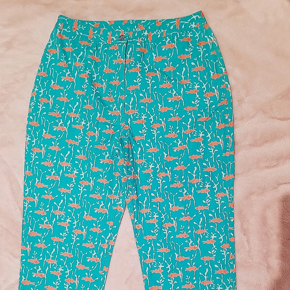 Rare Lilly Pulitzer Gold Fish Print Ankle Pants-6